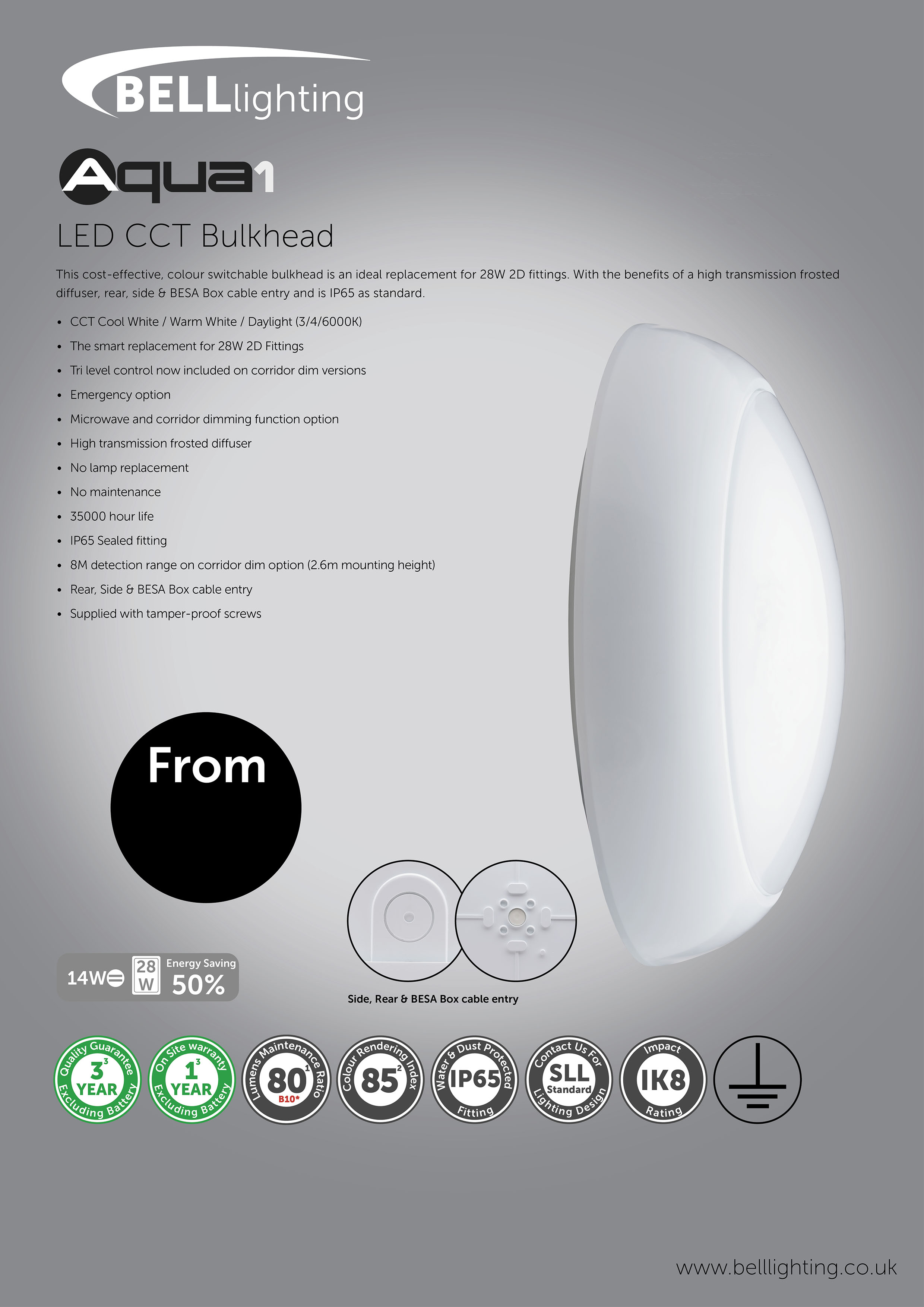 Aqua 1 LED Bulkhead