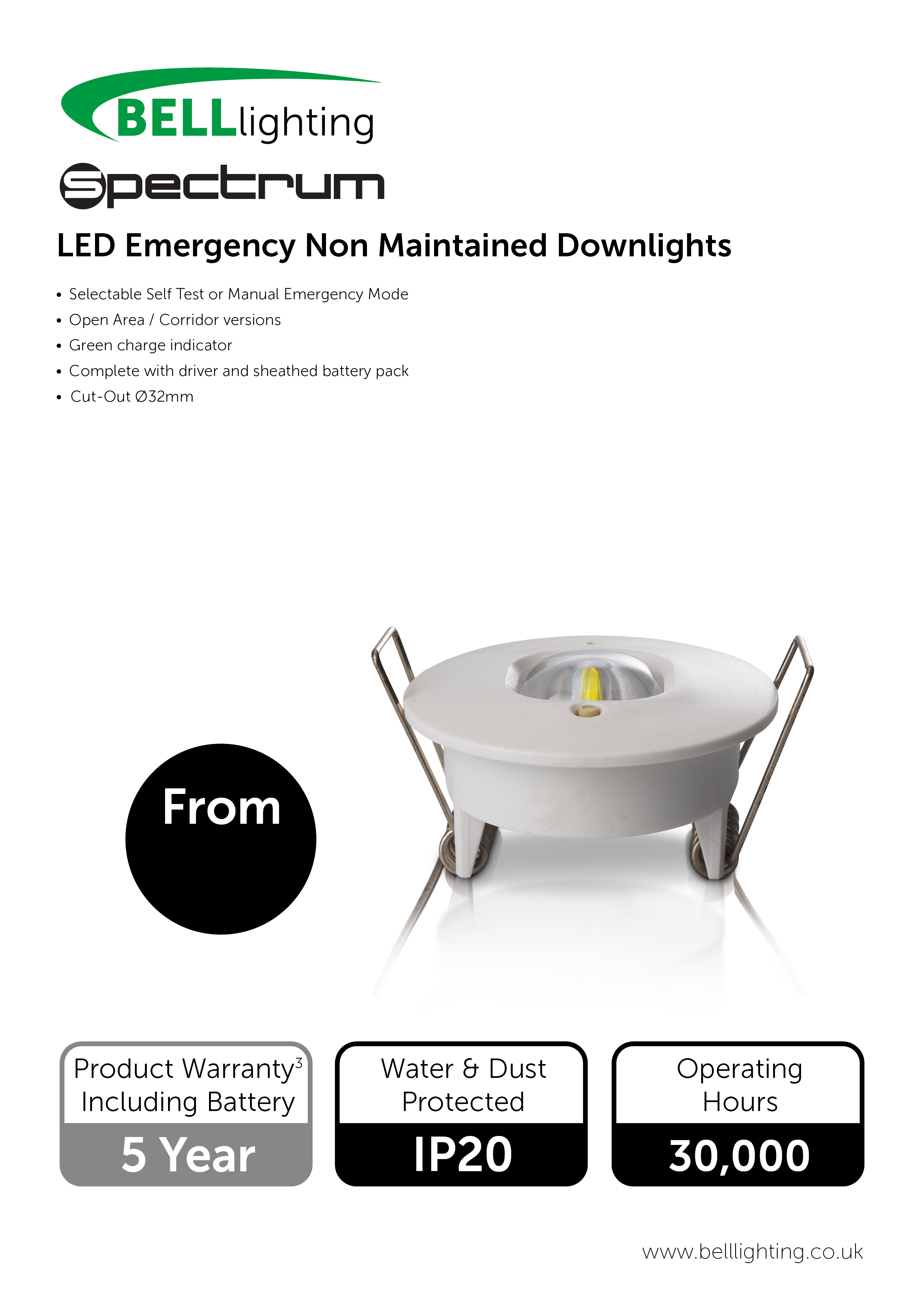 Spectrum Emergency Non-Maintained Downlight