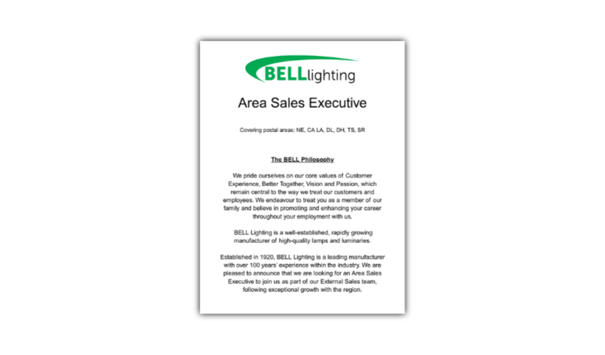 Area Sales Executive North East Job Opportunity