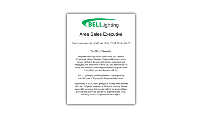 Area Sales Executive (South Central) - Job Opportunity